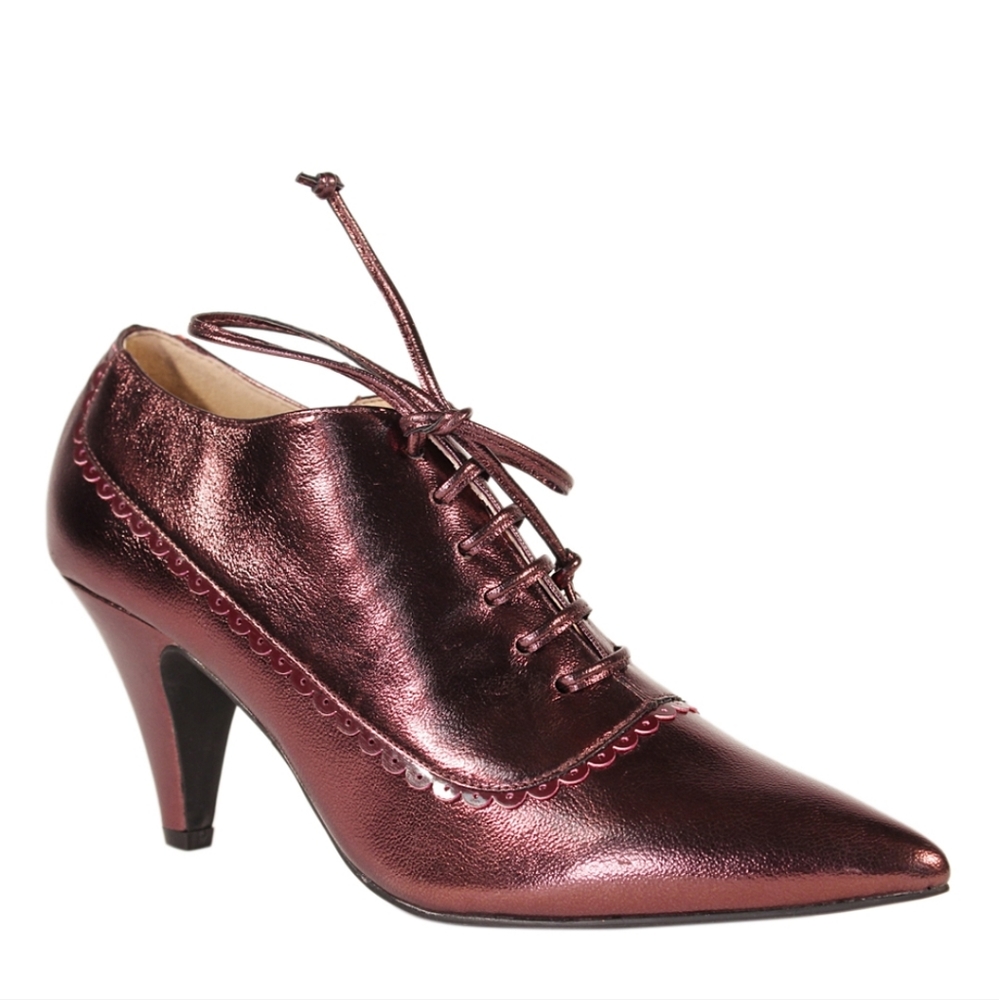 Chelsea Crew Burgundy Metallic Margaret Bootie - Women Size EU 38/US 7